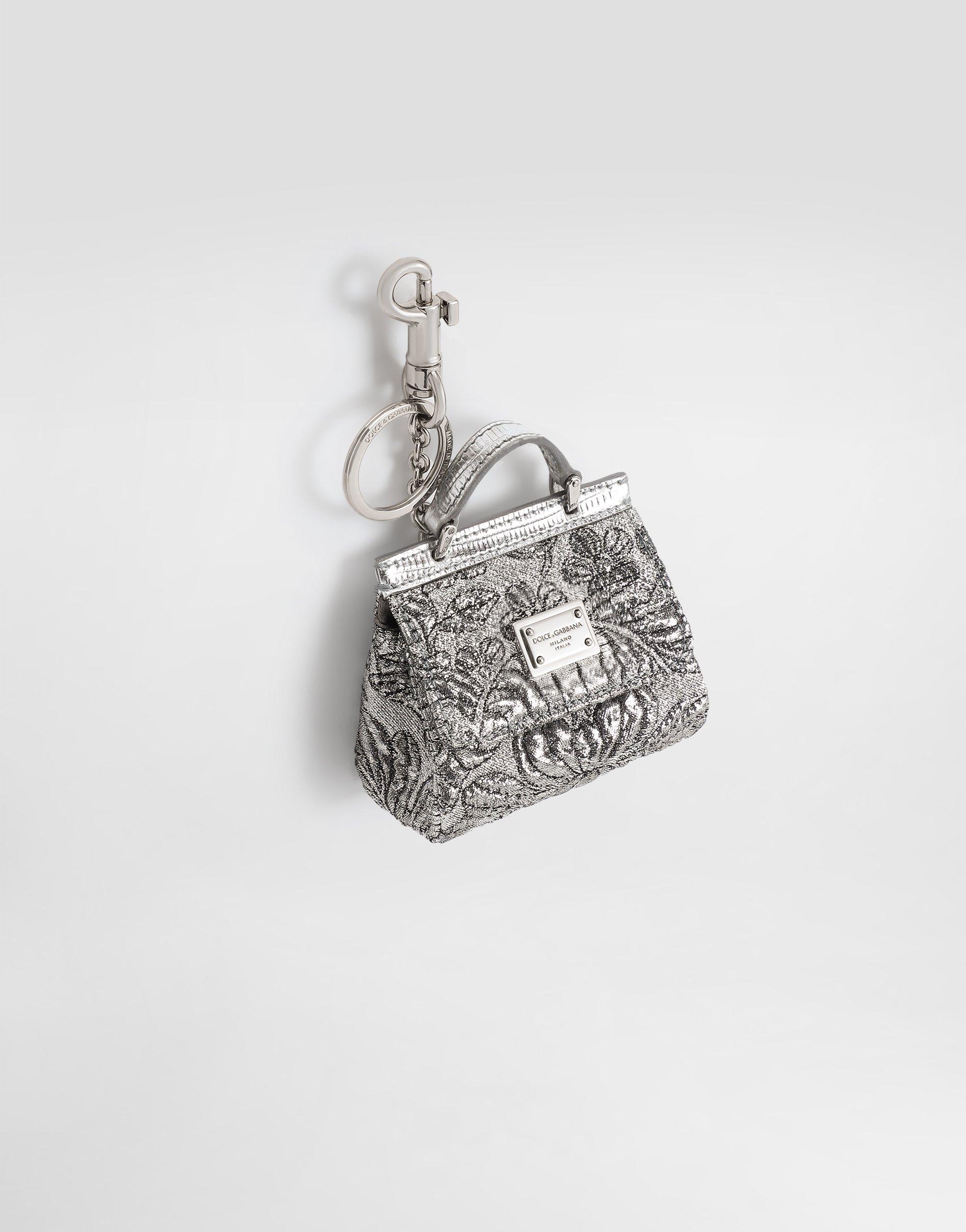 Футляр для airpods из парчи Dolce & Gabbana, серебряный — фото 2