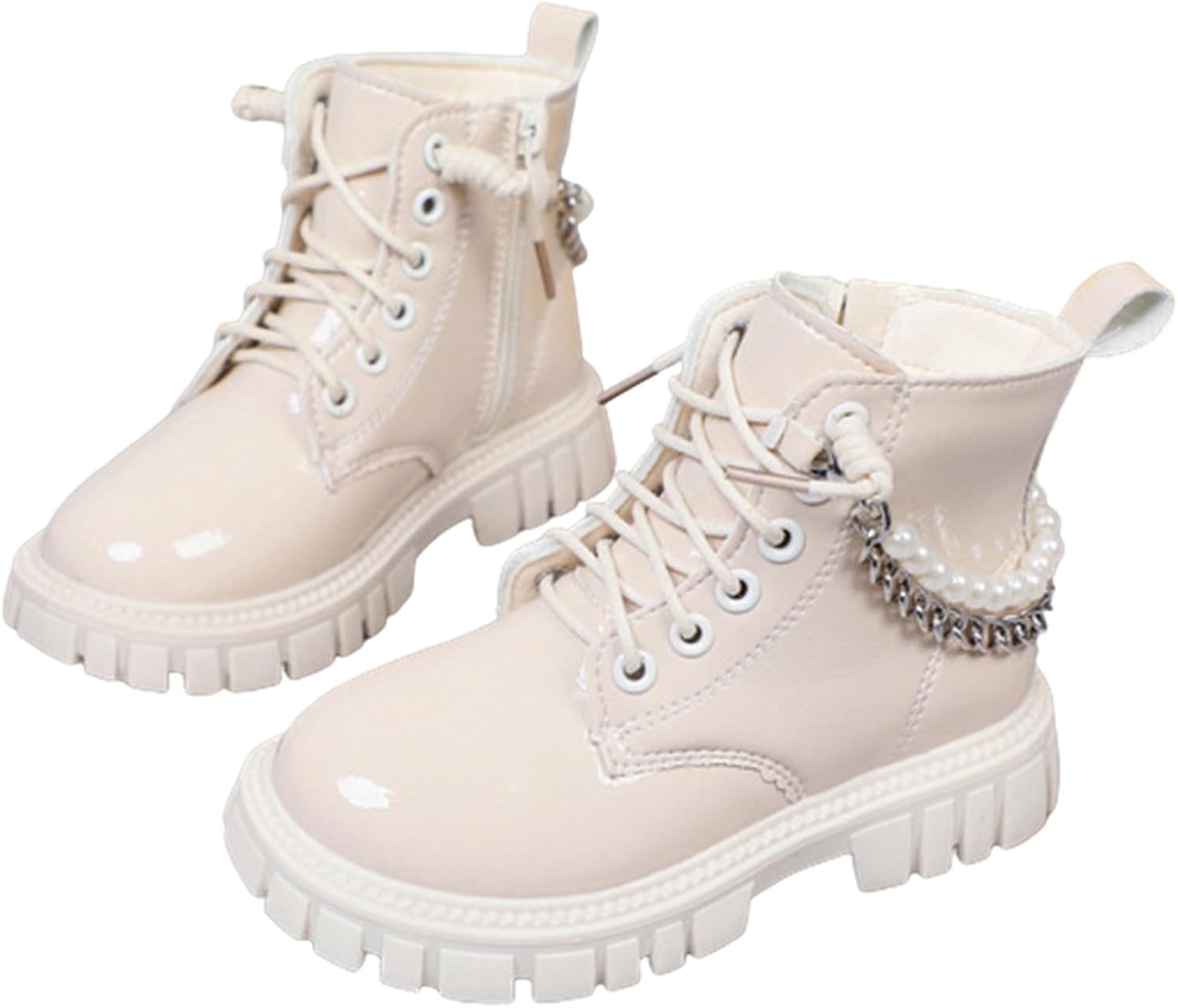 

Детские ботинки на щиколотку для мальчиков и девочек с боковой молнией, шнуровкой, рабочие ботинки, ковбойские и ковбойские ботинки, ботинки для малышей с боковой молнией JEUROT, Beige