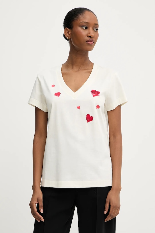 

Хлопковая футболка Karl Lagerfeld, бежевый