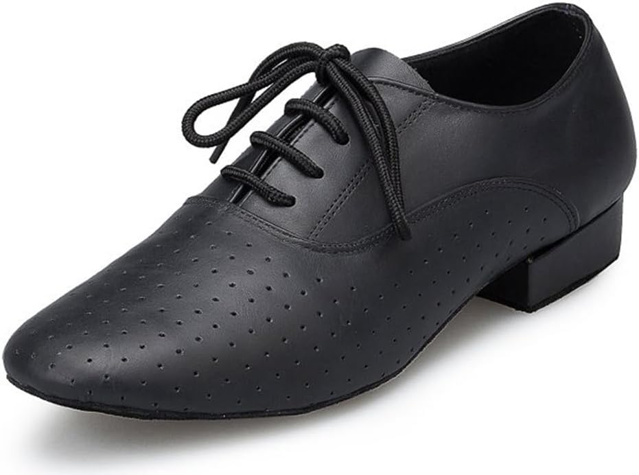 

Мужские классические кожаные танцевальные туфли с закрытым носком на шнуровке для сальсы, танго, самбы, джаза, румбы, бальных, латиноамериканских и современных танцев Mgm-Joymod, черный