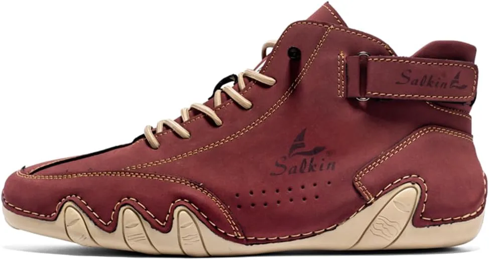 

Мужские повседневные кожаные модные кроссовки, ботинки-чикка на щиколотке, мокасины на легкой подошве, для ходьбы и вождения Abborora, красный