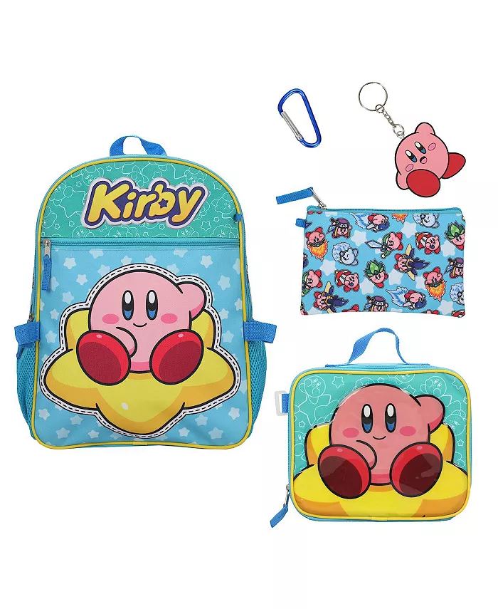 

Набор Kirby из 5 предметов: рюкзак 16", ланчбокс, косметичка, резиновый брелок и карабин Kirby's Dream Land, мультиколор