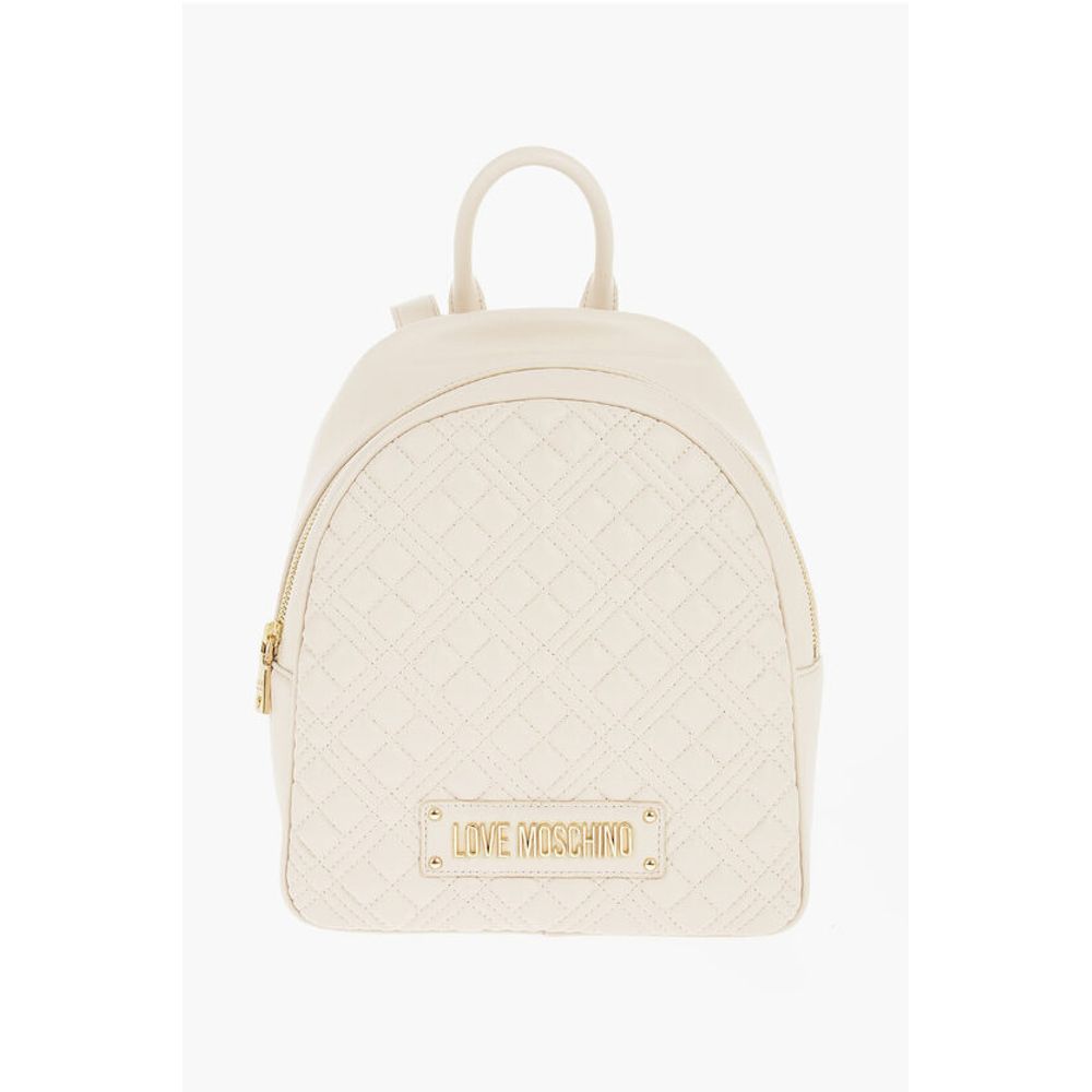 

Стеганый рюкзак LOVE из искусственной кожи с золотым логотипом Moschino, Beige