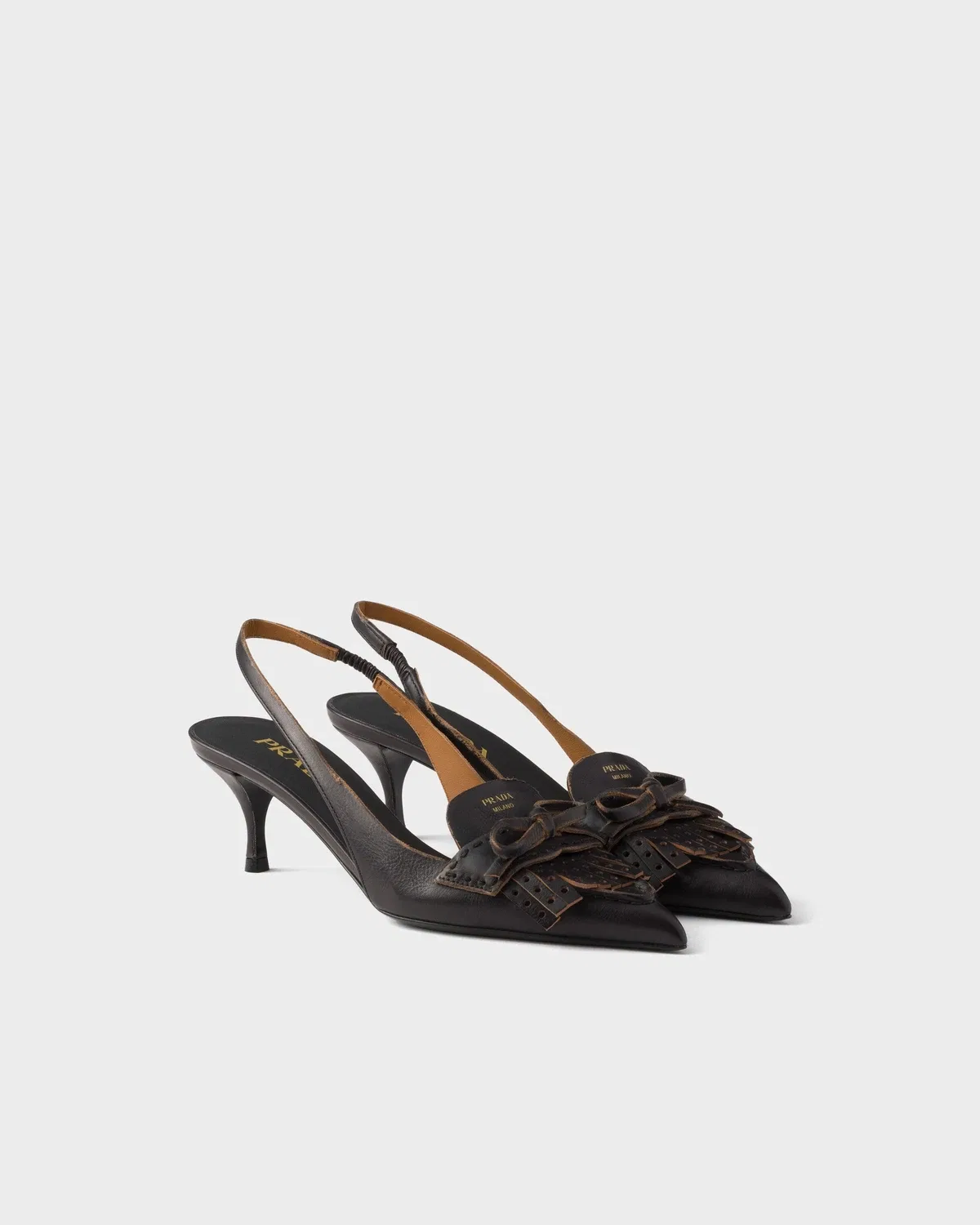 Кожаные туфли-слингбэки Prada, черный