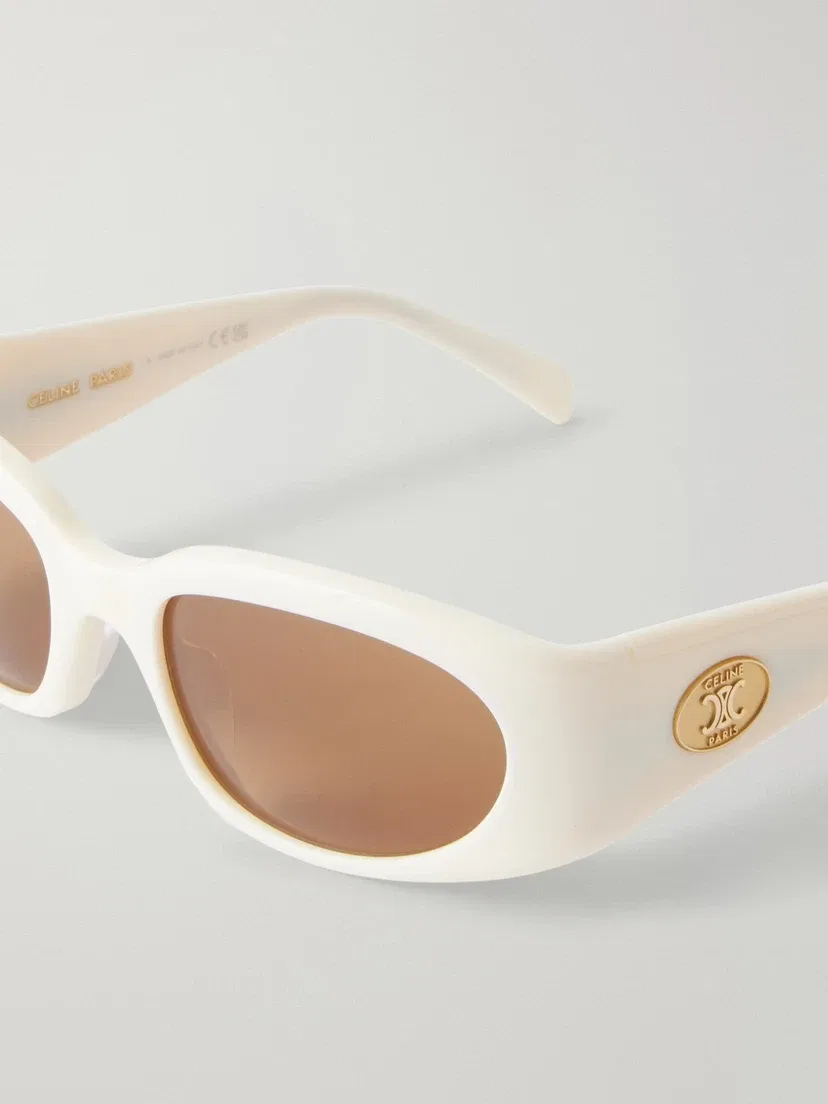 Круглые ацетатные солнцезащитные очки Journey CELINE EYEWEAR, белый — фото 4