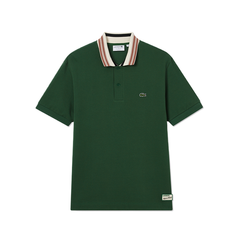 Поло с полосатым воротником LACOSTE, коричневый — фото 2