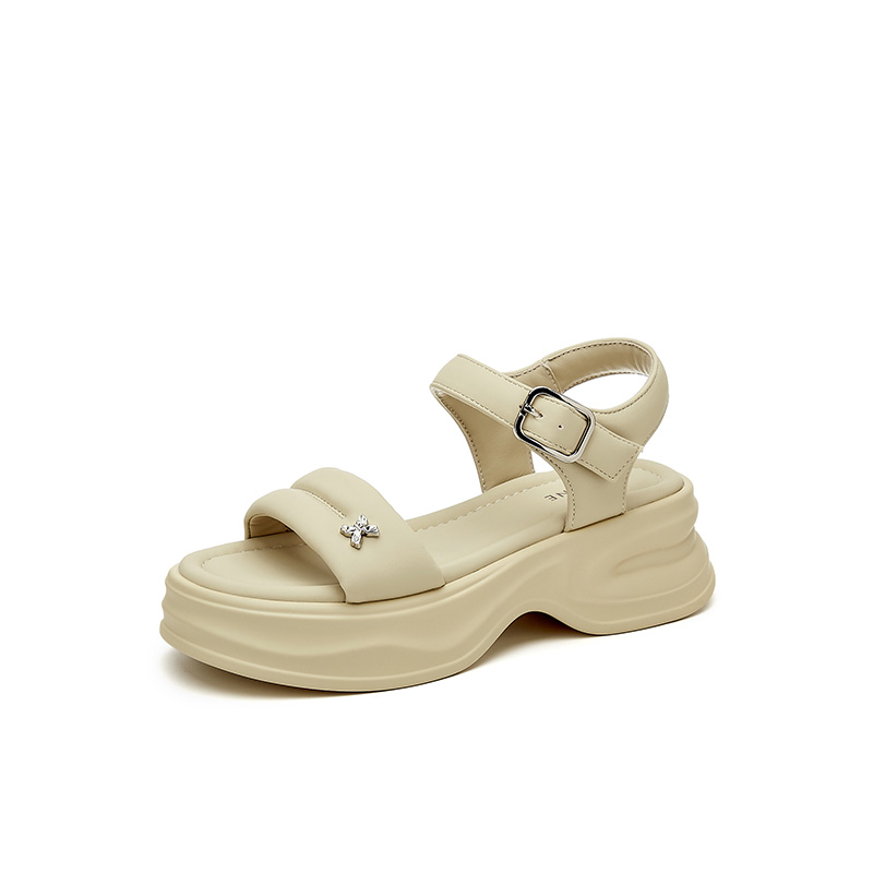 DAPHNE Женские сандалии на одной застежке бежево-желтые, цвет Beige Yellow — фото 2