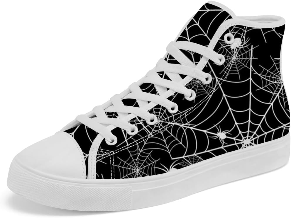 

Женские и мужские высокие кеды из холста с паутинкой, высокие кроссовки на шнуровке, повседневная обувь Chebing, черный