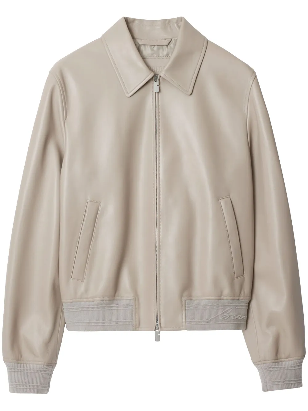 

Кожаная куртка на молнии BURBERRY, нейтральный