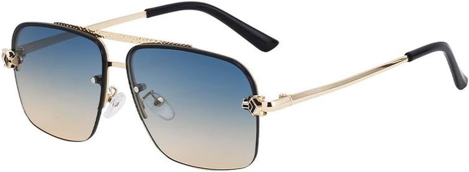 

Мужские солнцезащитные очки без оправы, роскошные, большие, в стиле ретро, ​​солнцезащитные очки для мужчин, защита от ультрафиолета UV400, SUN1212 Generic, C6blueyellow