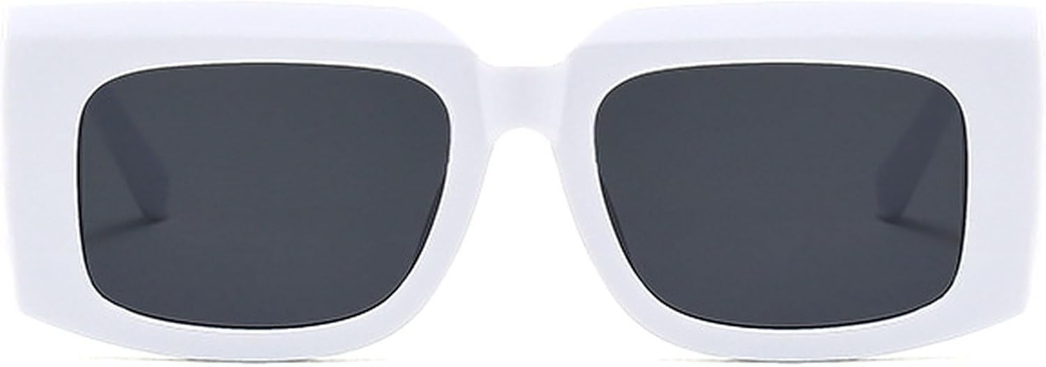 

Модные квадратные солнцезащитные очки для женщин, защита от УФ-излучения UV400, винтажные панк-очки для мужчин, простой стиль, женские солнцезащитные очки mincl, White