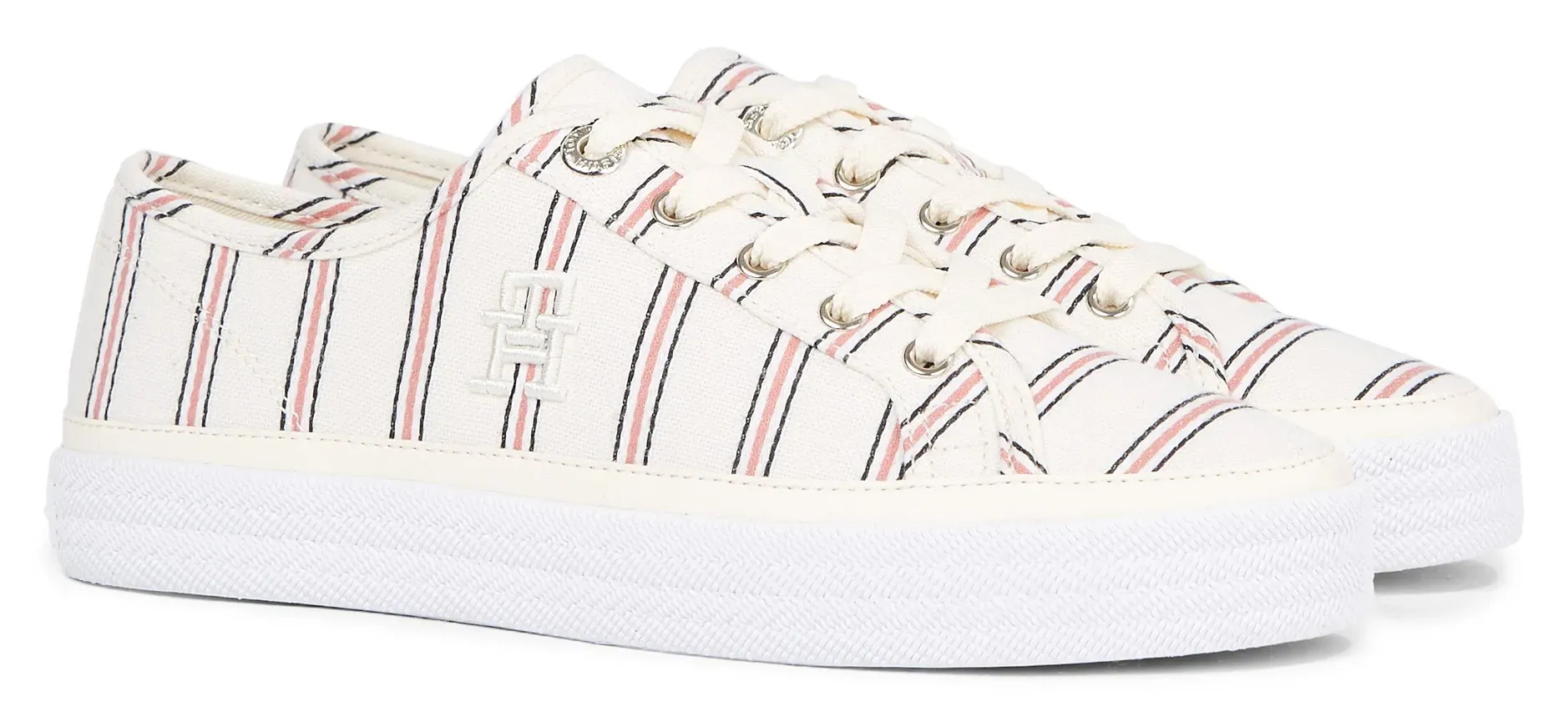 

Кроссовки на платформе Tommy Hilfiger "VULC CANVAS SNEAKER SHIRTING", с логотипом TH, повседневная обувь, полуботинки, туфли на шнуровке, красный