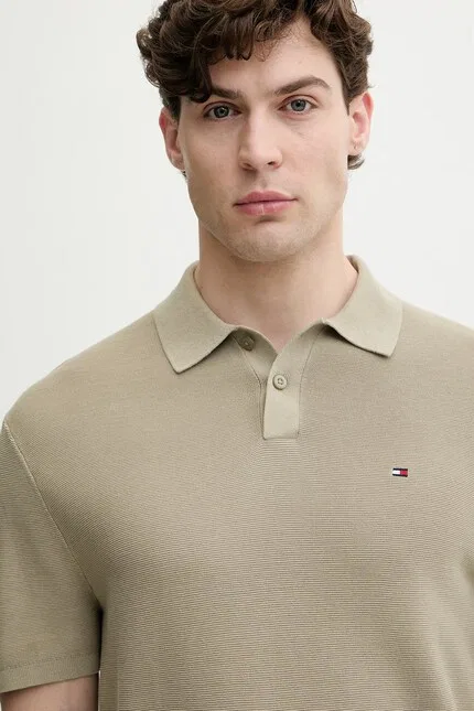 Свитер-поло мужское хлопковое Tommy Hilfiger, зеленый — фото 4