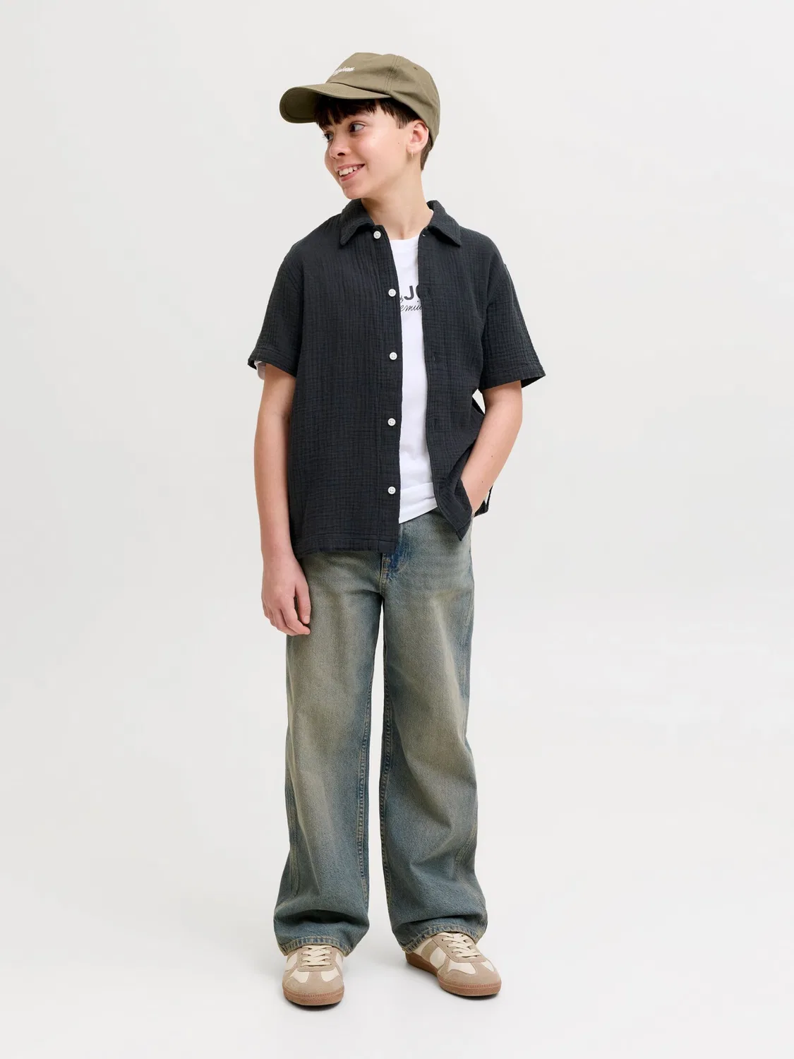 Рубашка на пуговицах стандартного кроя Jack & Jones Junior, Black — фото 4
