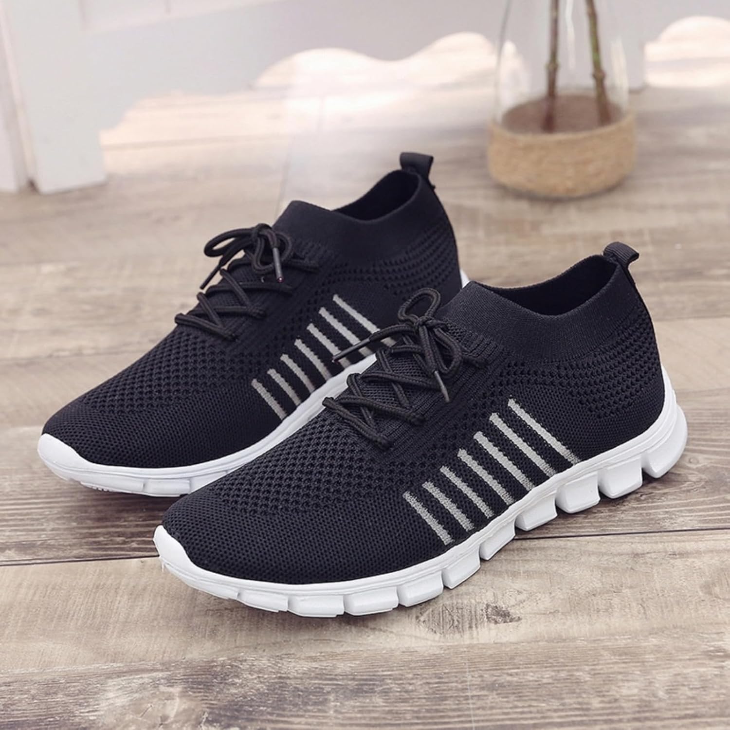 Женские беговые кроссовки fly woven с сетчатым дышащим верхом Generic, черный — фото 3