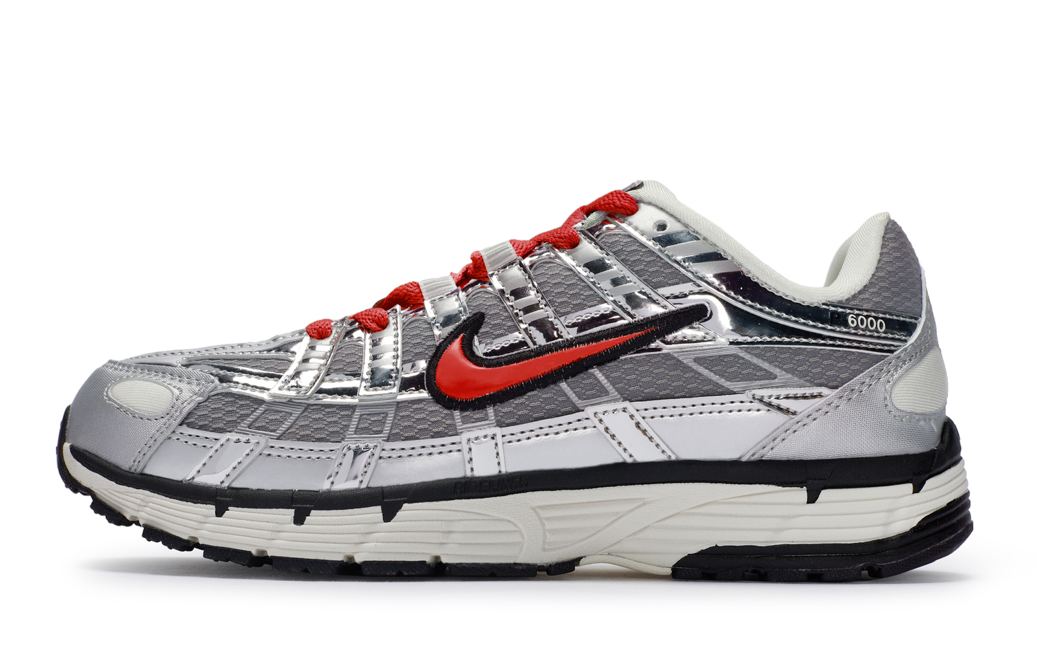 Nike P-6000 противоскользящие и износостойкие дышащие низкие кеды для бега унисекс серебристо-серый красный, цвет Silver Gray Red — фото 3