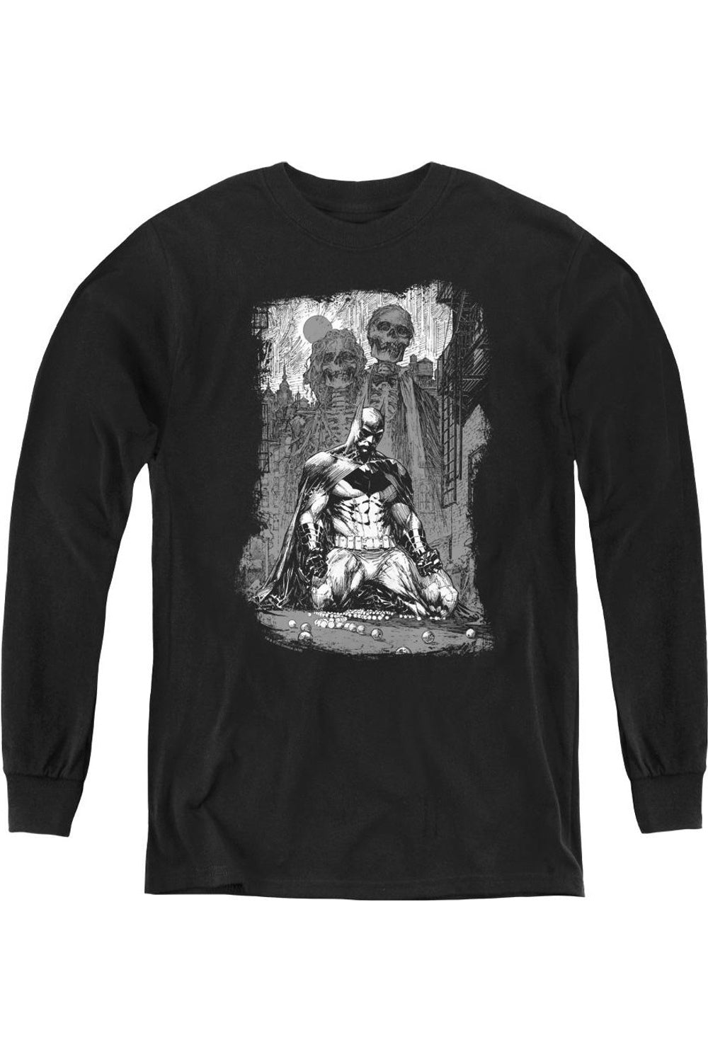 

Футболка с длинным рукавом Batman Sketchy Shadows для подростков Gildan, черный