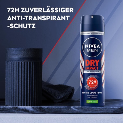 NIVEA MEN Dry Impact Deo Spray Antiperspirant 72h Protection Fresh Masculine Scent Deodorant Без спирта 150 мл — фото 2
