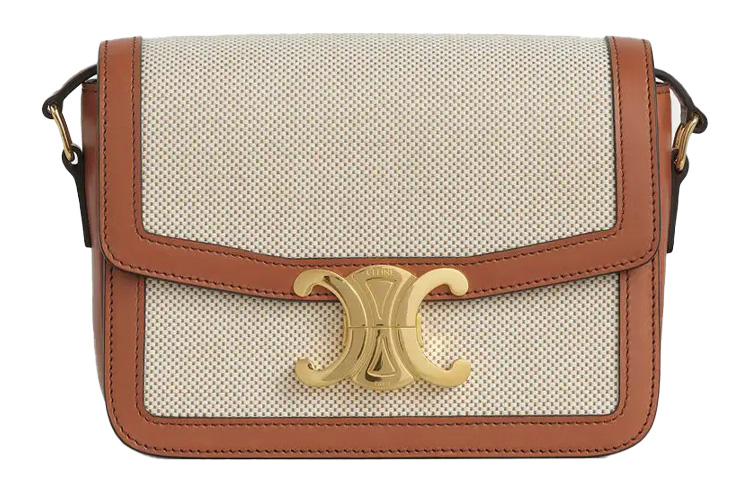 

CELINE Сумка Teen Triomphe Textile, Cow Leather, женская наплечная, white