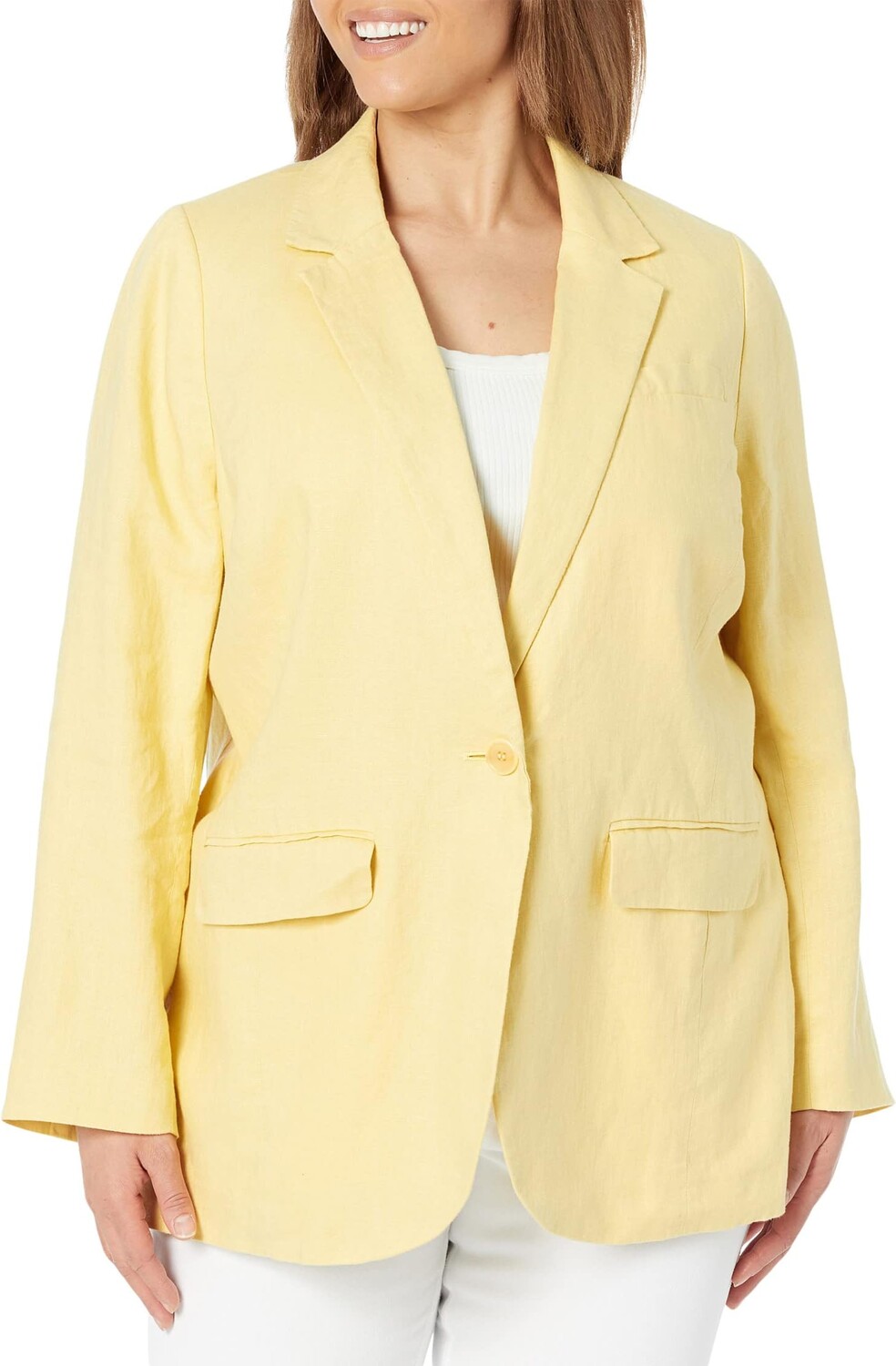

Блейзер Madewell Plus Linen Larsen Blazer - Solid, цвет Light Straw