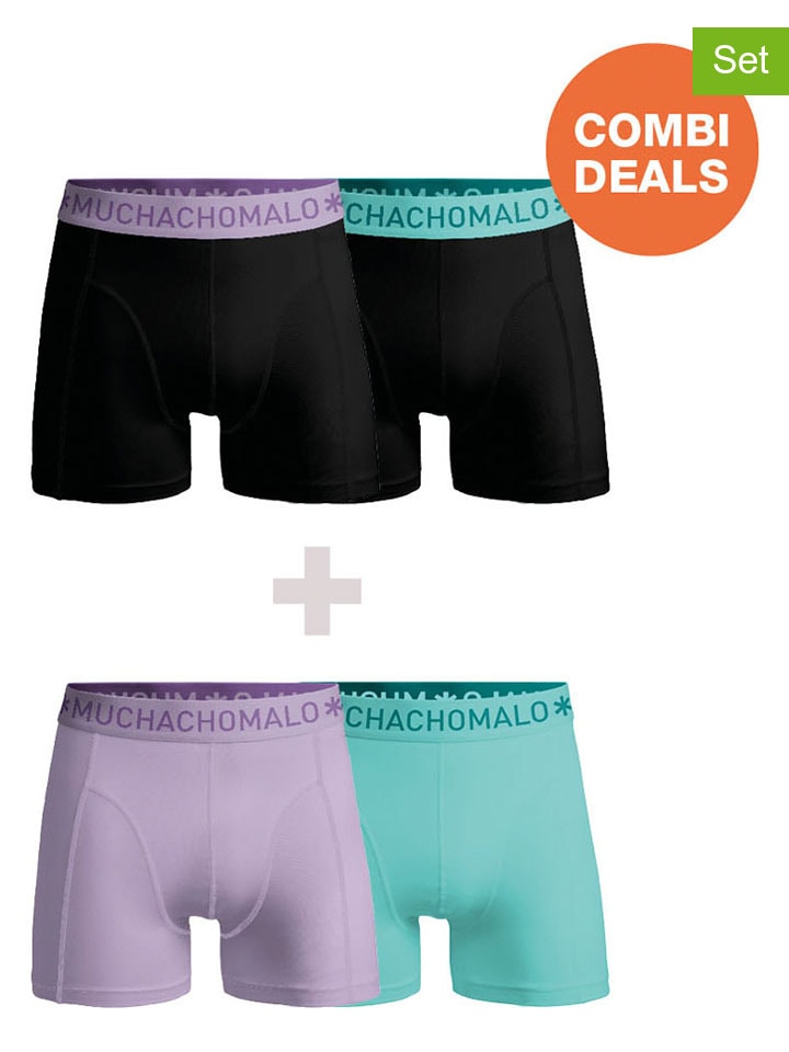 

Muchachomalo Комплект из 4 штук: боксерские шорты черного/сиреневого/бирюзового цвета