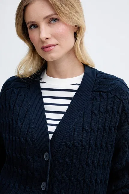 Кардиган с узором косичка Tommy Hilfiger, синий — фото 4