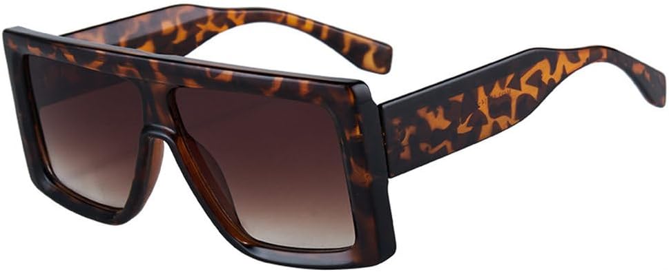 

Винтажные мужские солнцезащитные очки с плоской верхней частью, женские солнцезащитные очки UV400 с градиентной защитой для мужчин, UV400, увеличенного размера HVTVTLA, Leopard