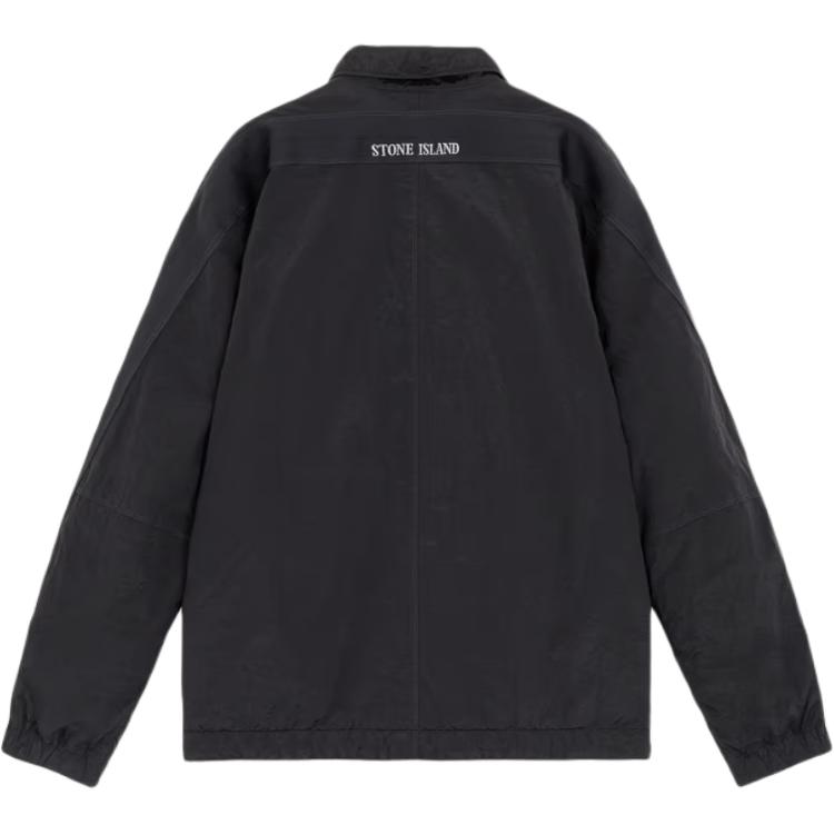STONE ISLAND Мужская черная куртка из серии металл нейлон, Black — фото 4