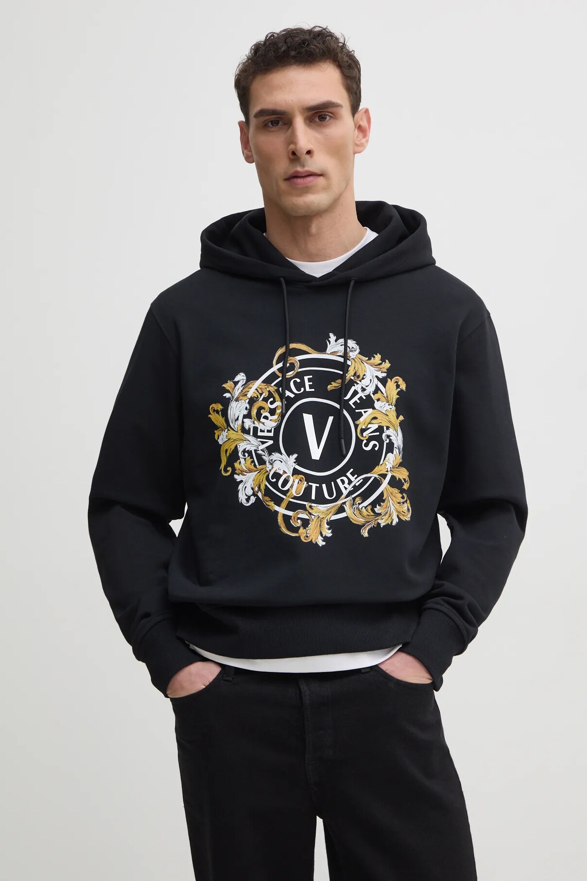 

Хлопковая толстовка Versace Jeans Couture, черный