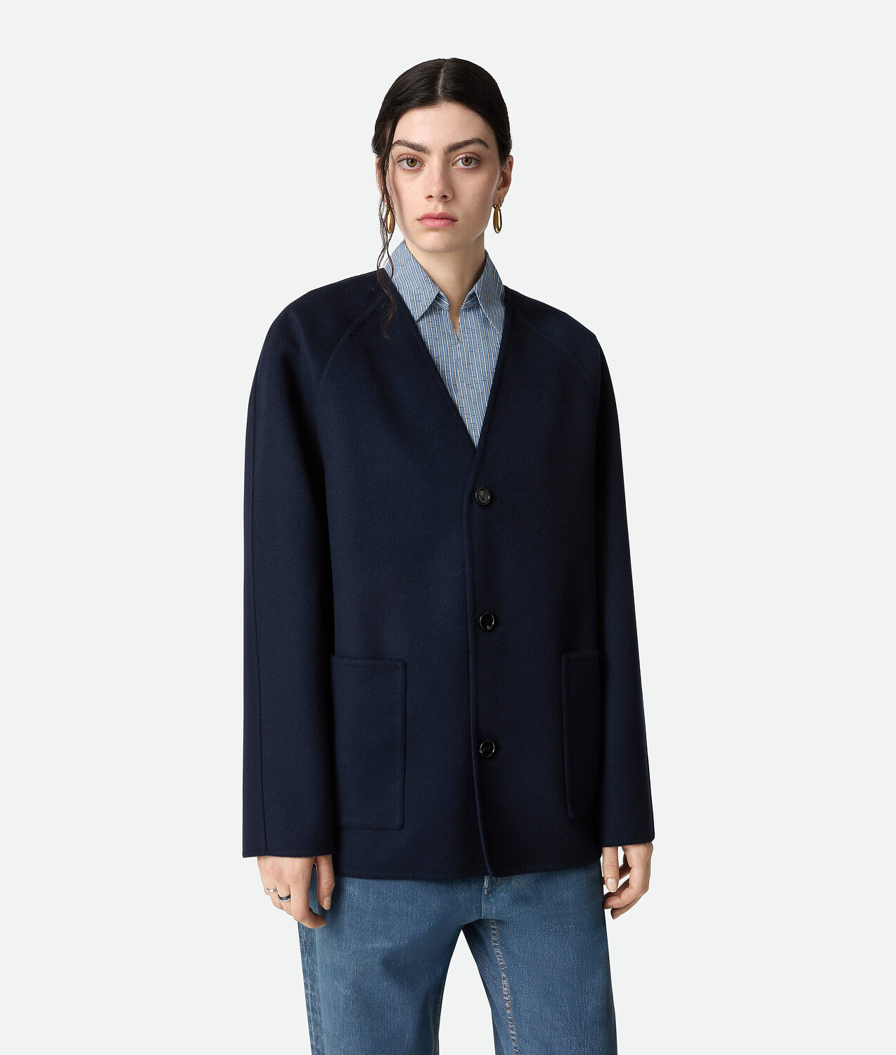 

Light wool and cashmere coat BOTTEGA VENETA, темно-синий
