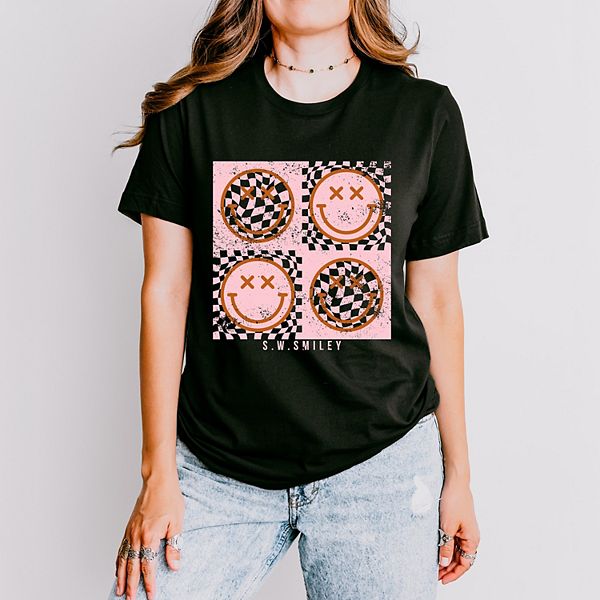 

SWSmiley розовая футболка с квадратными смайлами Simply Sage Market, Black