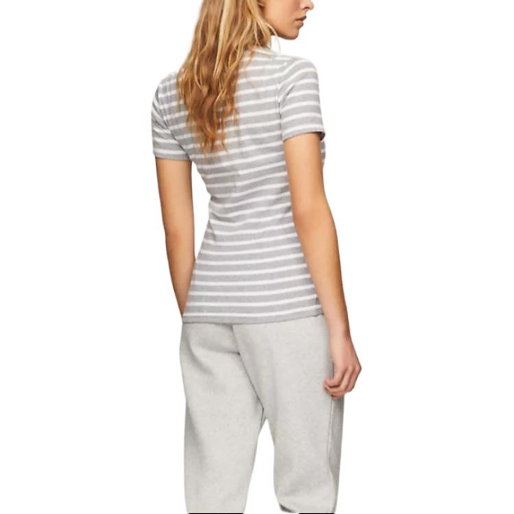 Футболка Tommy Hilfiger Women's Stripes, светло-серый/белый — фото 2