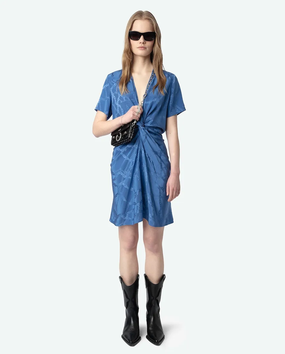 

Платье Rozom из 100% шелка с коротким рукавом Zadig & Voltaire, синий