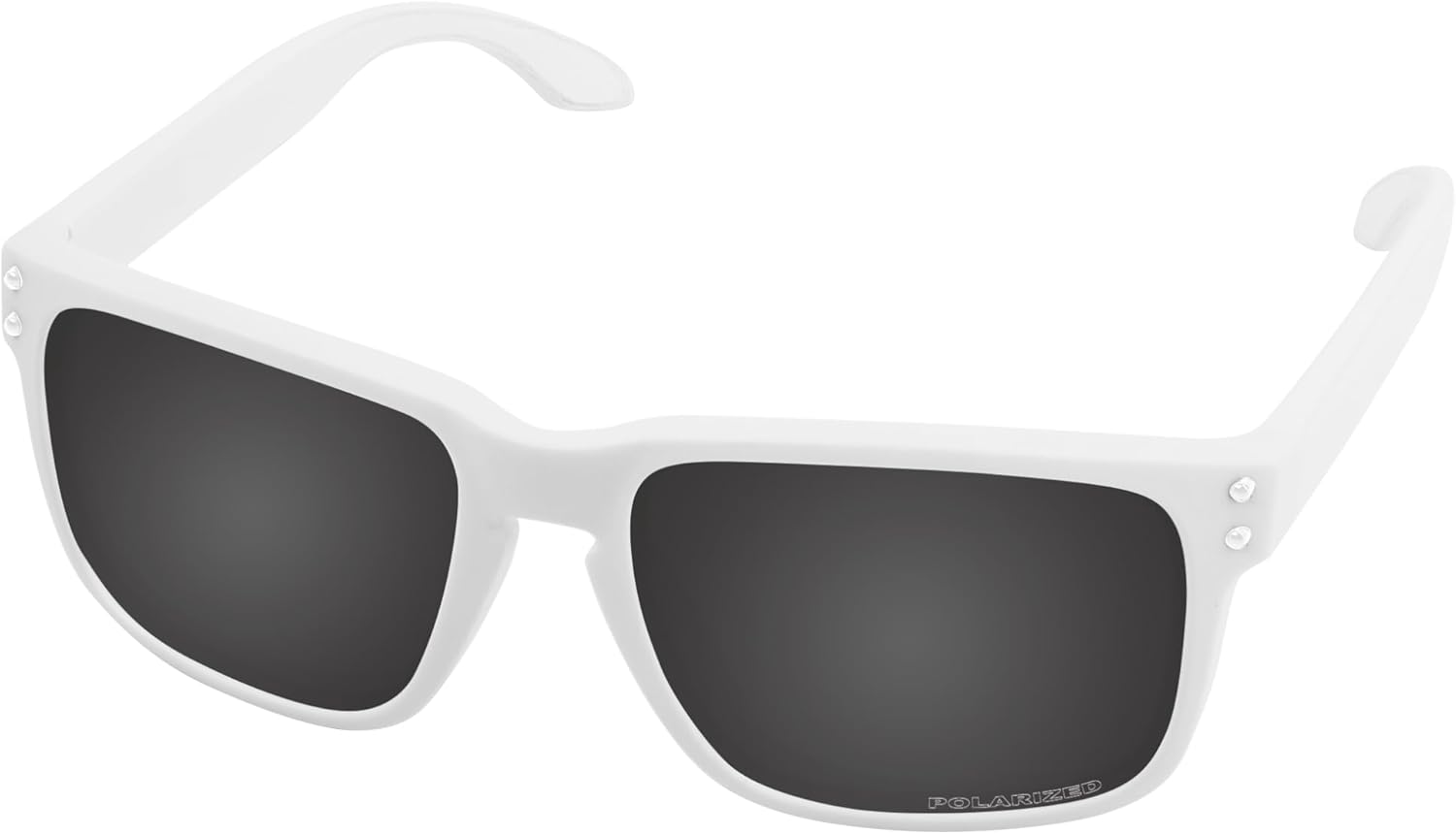 

Квадратные поляризованные солнцезащитные очки для мужчин и женщин, для активного отдыха, вождения, езды на велосипеде, с линзами, защищающими от УФ-излучения UV400 LenzReborn, White Frame Silver Rivet Dark Black Lens