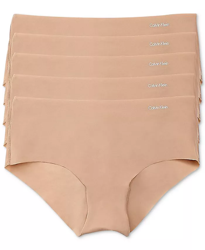

Невидимые трусы-хипстеры 5 шт. QD3557 Calvin Klein, коричневый/бежевый