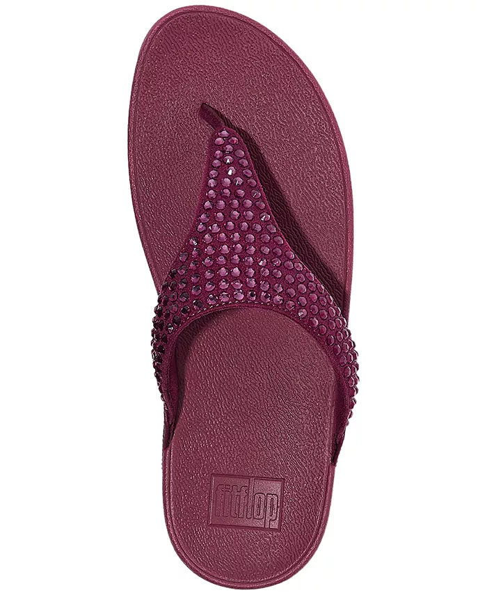 Женские босоножки Lulu Maxi-Crystal на танкетке с перекладиной для носка Fitflop, красный — фото 3