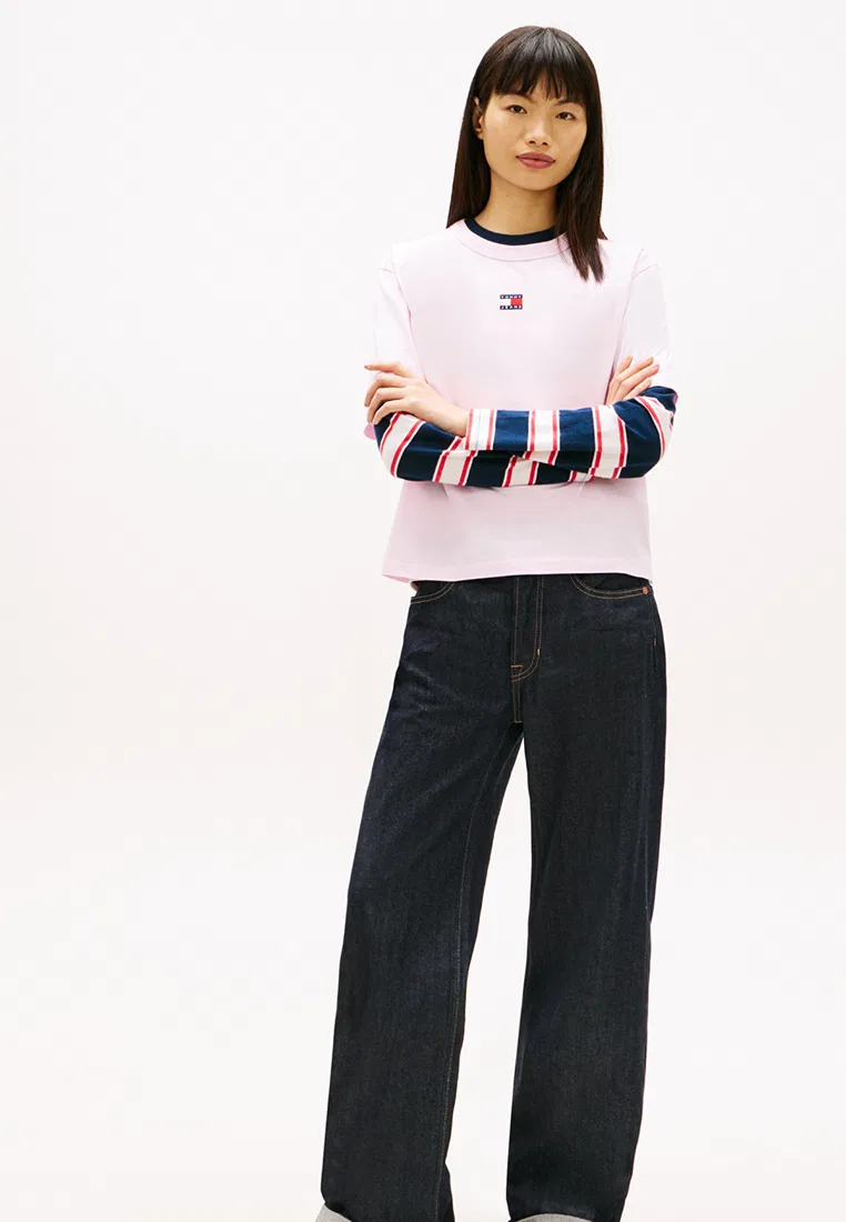 Футболка свободного кроя, Badge, Tommy Jeans Tommy Hilfiger, розовый — фото 3