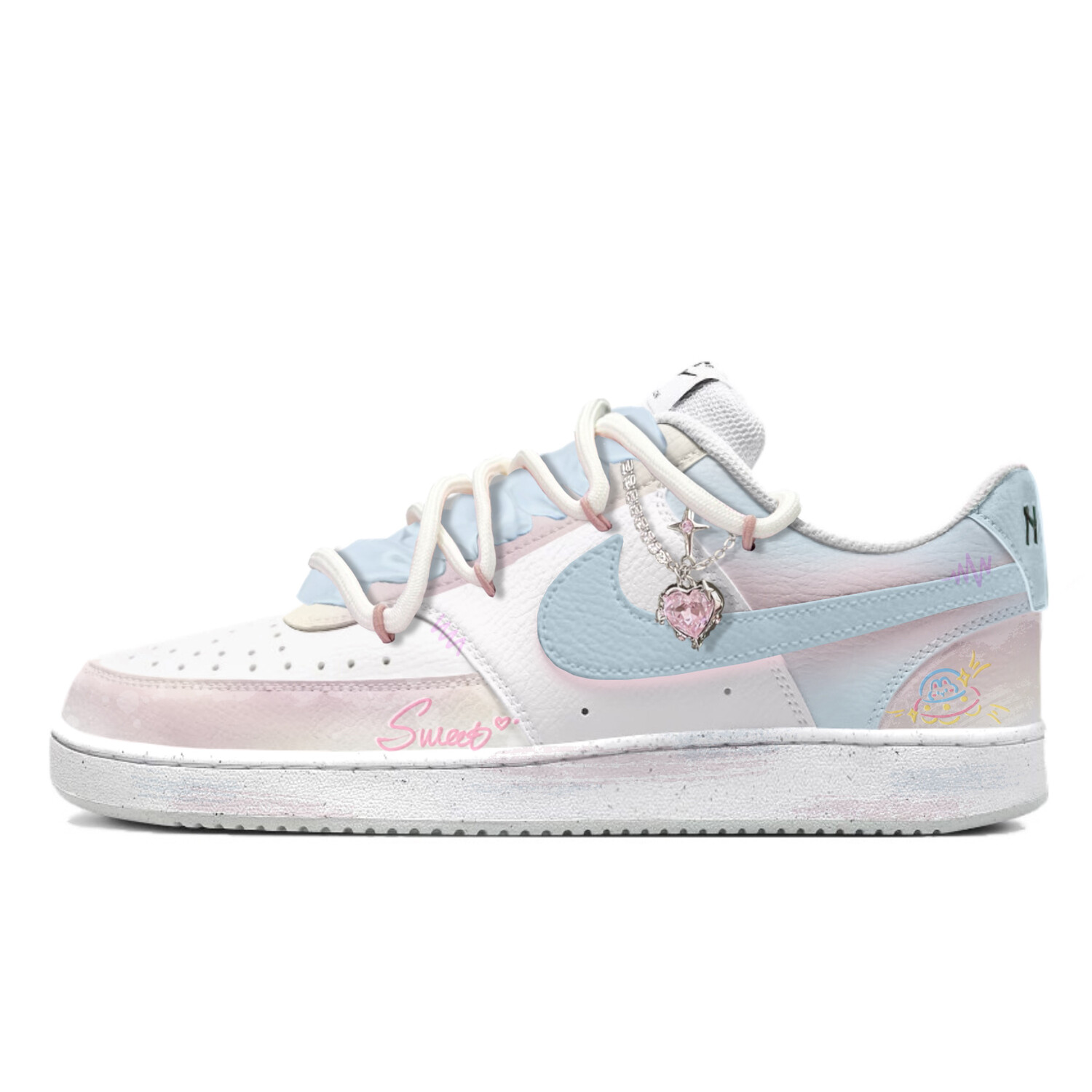 

Кроссовки Nike Court Vision 1 Skateboarding Shoes Men Low-top Blue/pink, синий/розовый