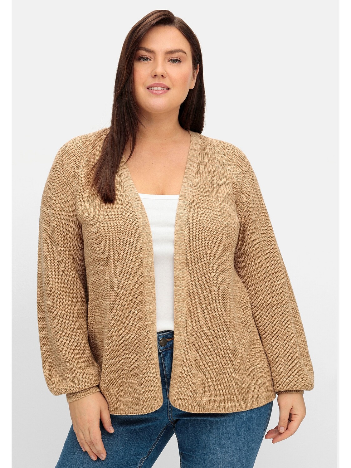 

Кардиган sheego Strickjacke, цвет cappuccino meliert