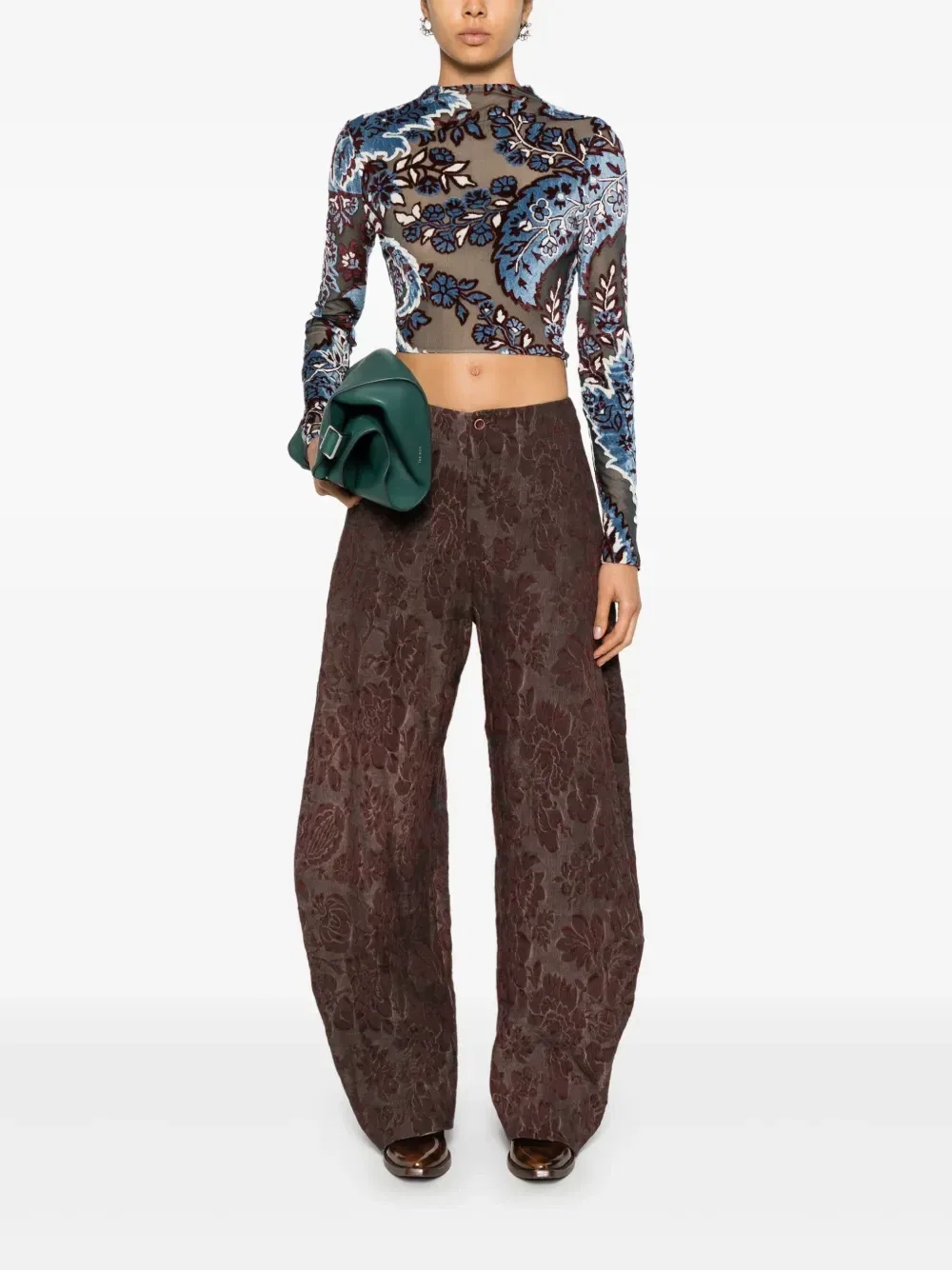 Бархатный топ с жаккардовым узором ETRO, синий — фото 2