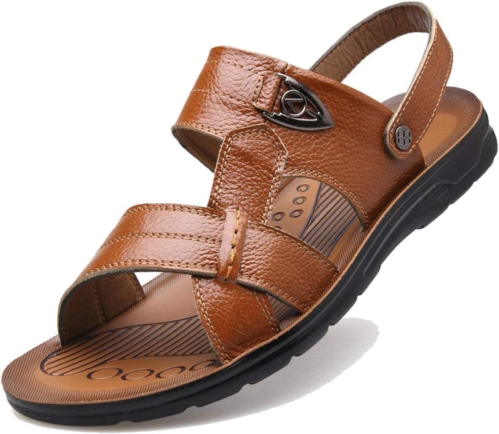 

Мужские кожаные сандалии Lnafan с открытым носком, повседневные, с ремешком на пятке, пляжные, для воды, малый/большой размер, желтый