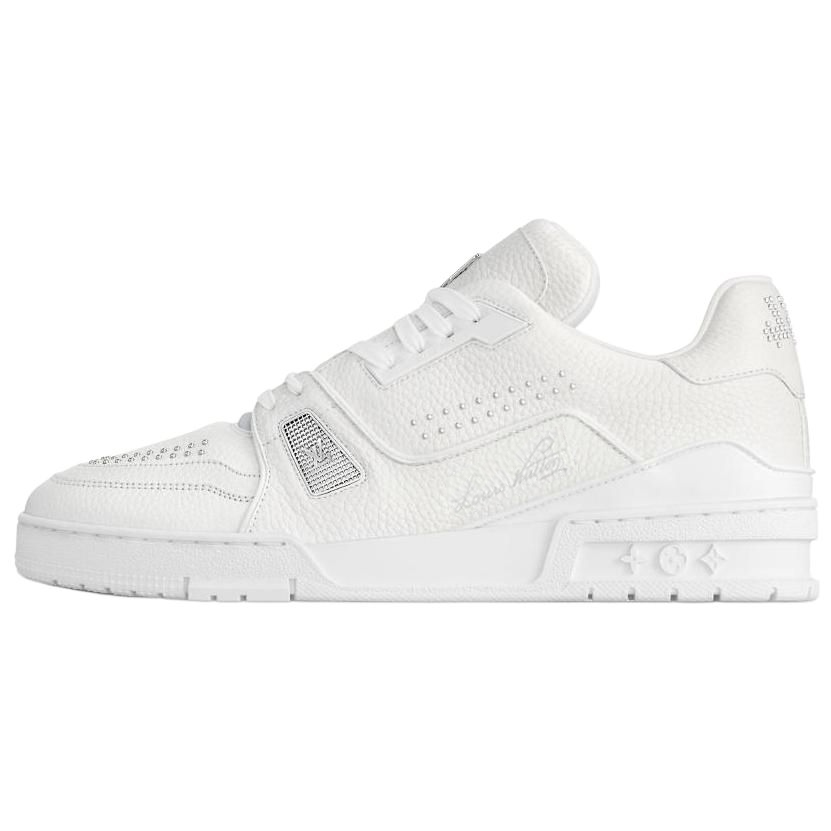

LOUIS VUITTON Кроссовки Trainer 2025 Весна Мужская коллекция Низкие кроссовки для скейтбординга Мужские белые