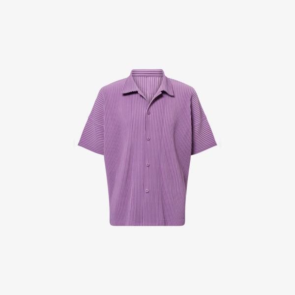 

Складчатая вязаная рубашка с коротким рукавом и отложным воротником Homme Plisse Issey Miyake, пурпурный