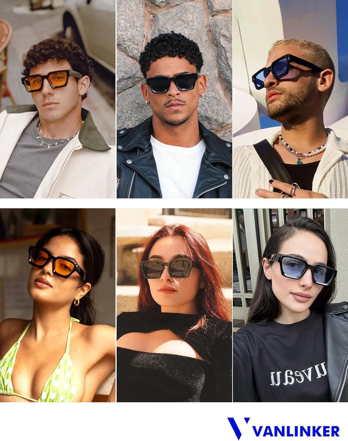 

Солнцезащитные очки VANLINKER квадратной формы для мужчин и женщин, ретро-стиль, массивные прямоугольные, защита от УФ-излучения UV400, VL9731, C2.3 - Black / Yellow