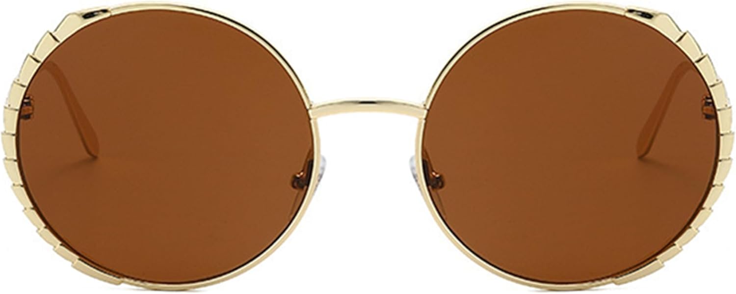 

Солнцезащитные очки Bullabulling в стиле ретро, ​​большие круглые, для женщин и мужчин, модные большие очки в стиле 70-х, 80-х и 90-х, золотистая металлическая оправа, Gold Tea