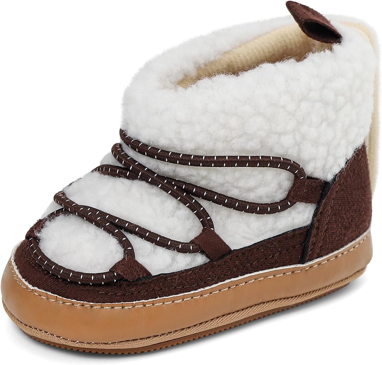 

ESTAMICO Детские плюшевые зимние сапожки для девочек с бантиком, Braun/Wihte