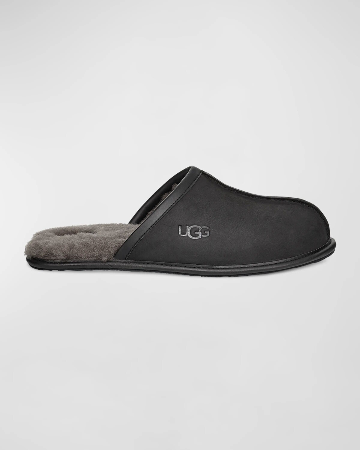 

Мужские кожаные тапочки-мюли с шерстяной подкладкой UGG, цвет Black