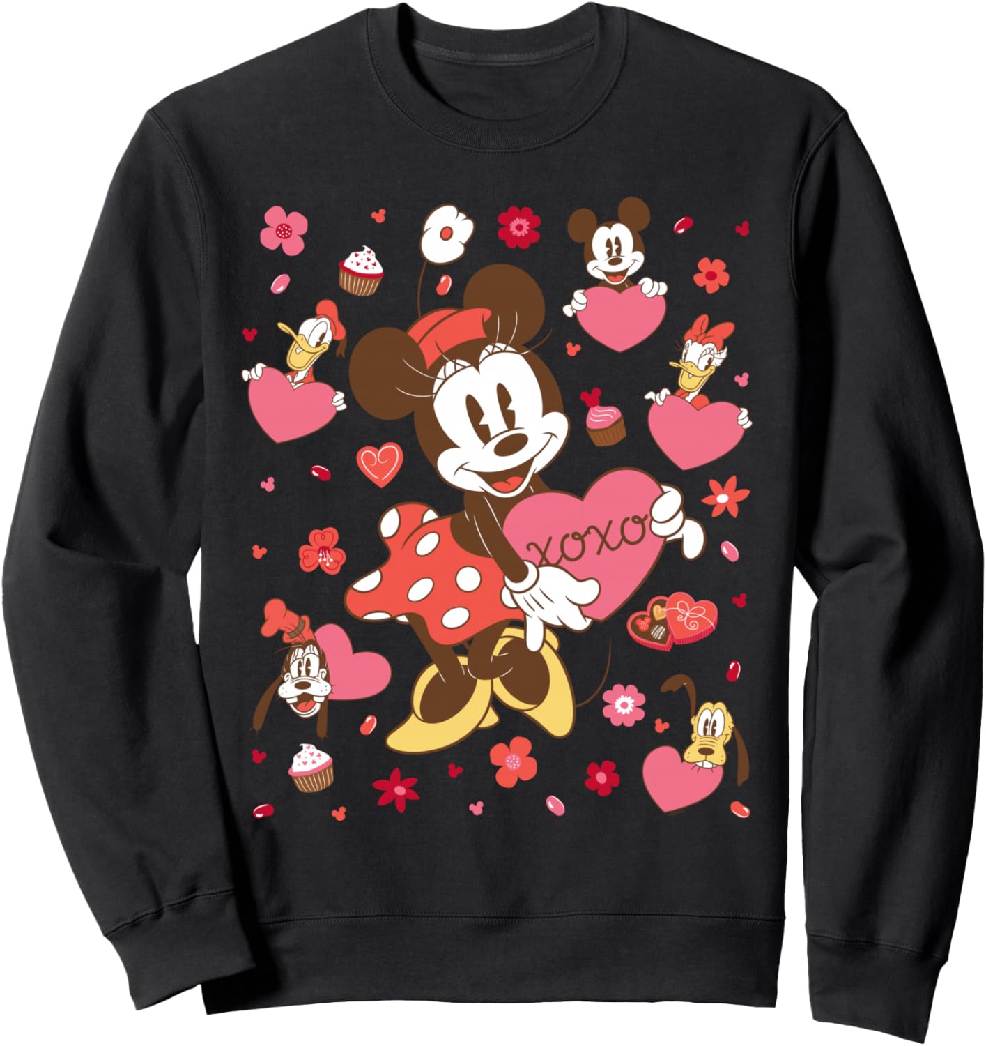 

Ретро-толстовка с сердечками в стиле Дисней Минни Маус и ее друзей ко Дню святого Валентина Disney, черный