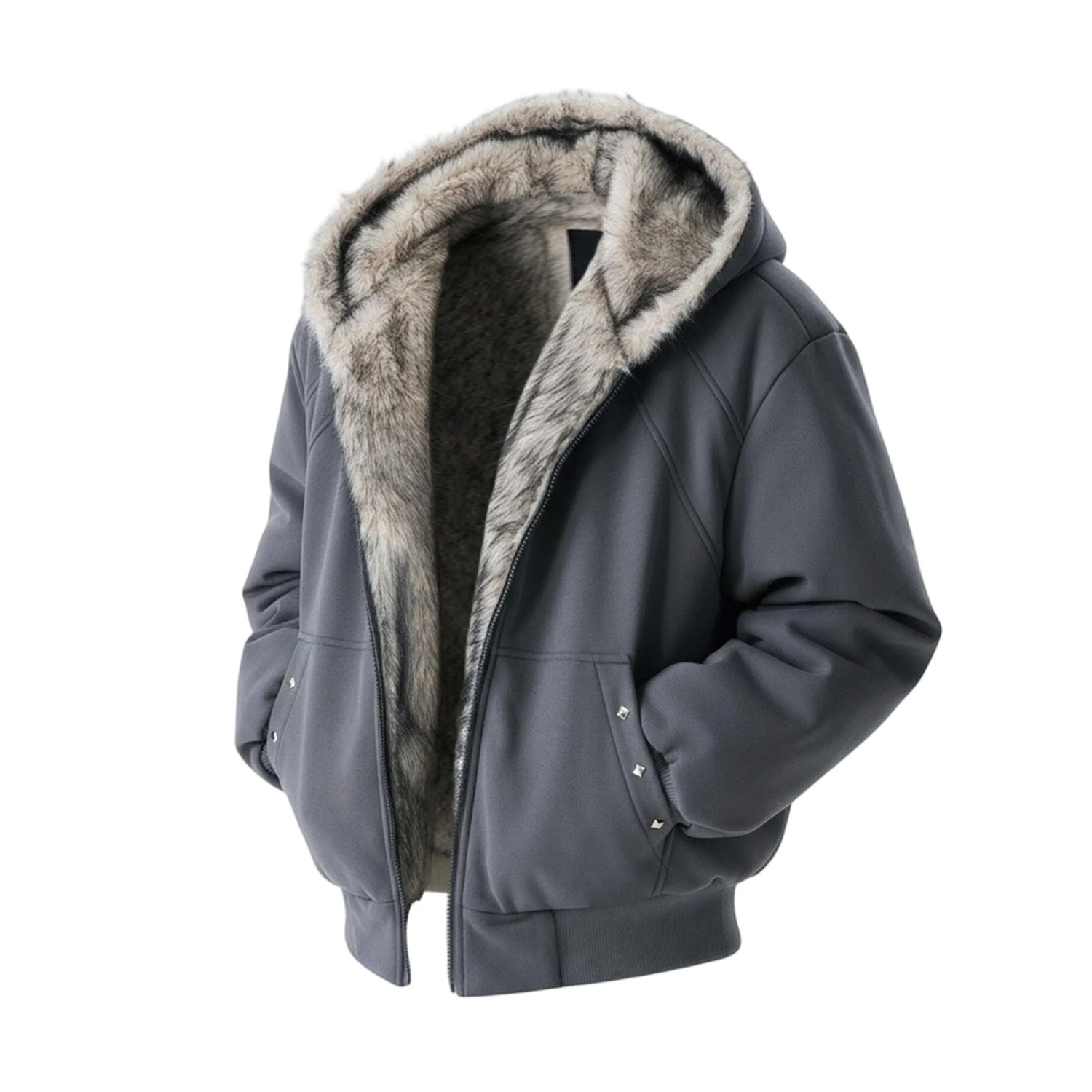 

Пуховик Unisex с капюшоном и флисовой подкладкой ZIAREL, темно-серый