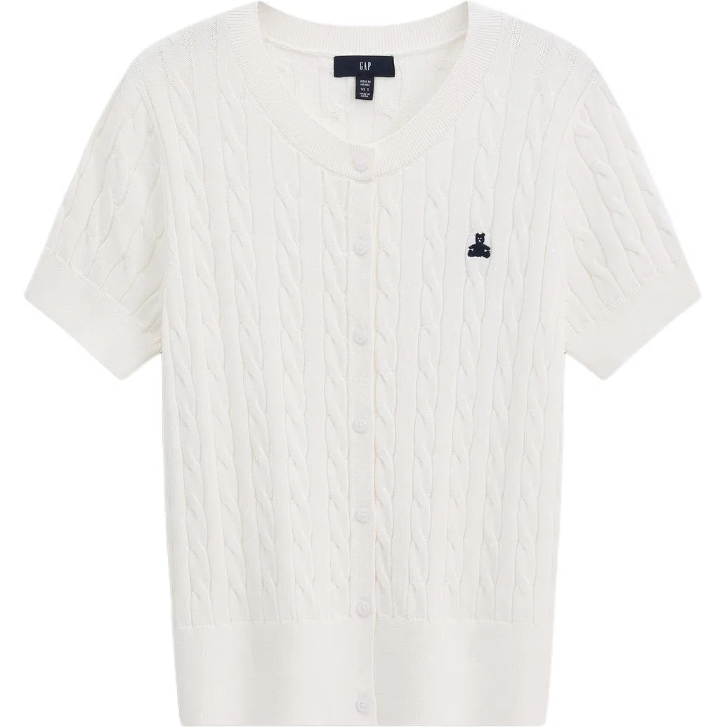 Кардиган женский с круглым вырезом, трикотажный GAP, White